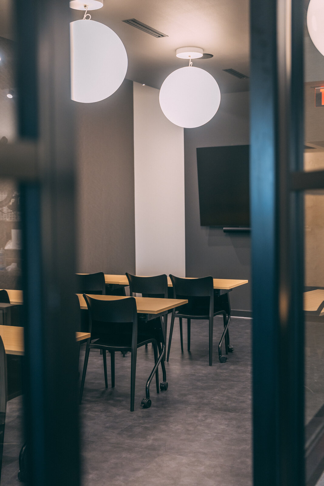Event space with pendant lighting